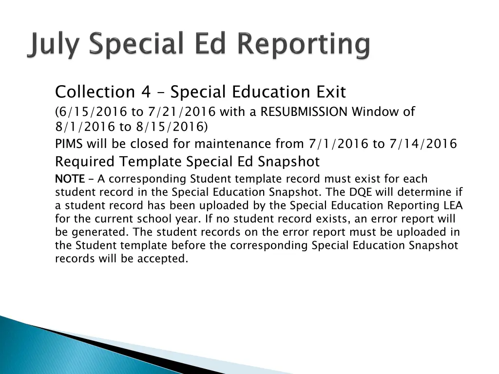 collection 4 special education exit 6 15 2016