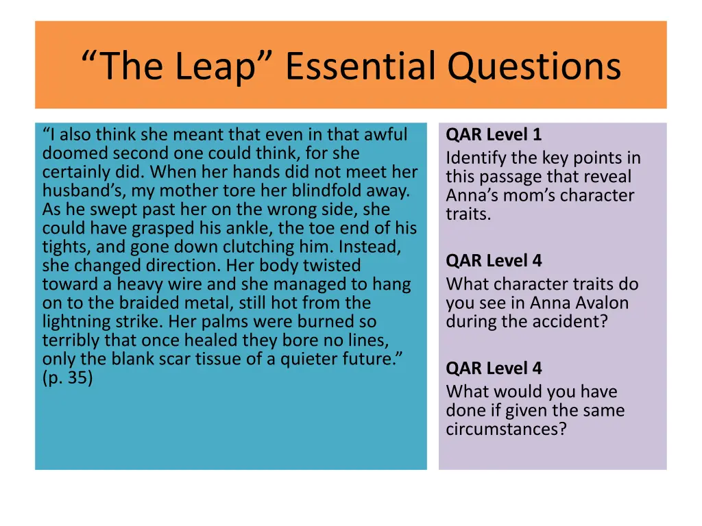 the leap essential questions 1