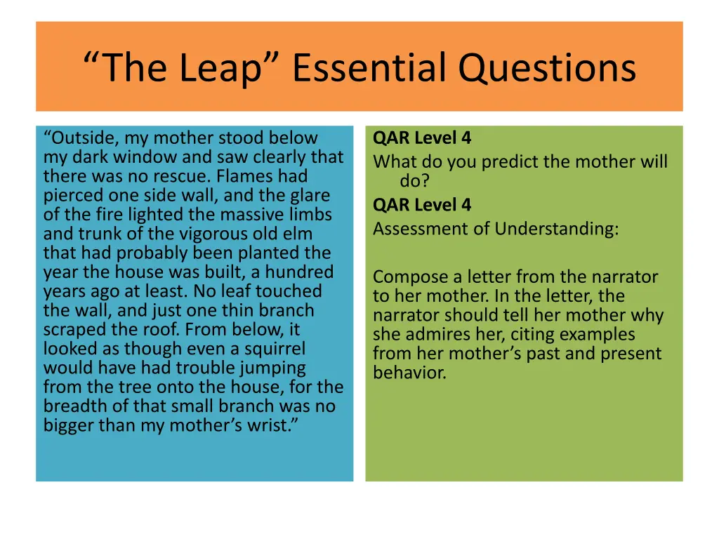 the leap essential questions 10