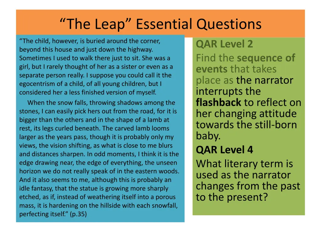 the leap essential questions 2