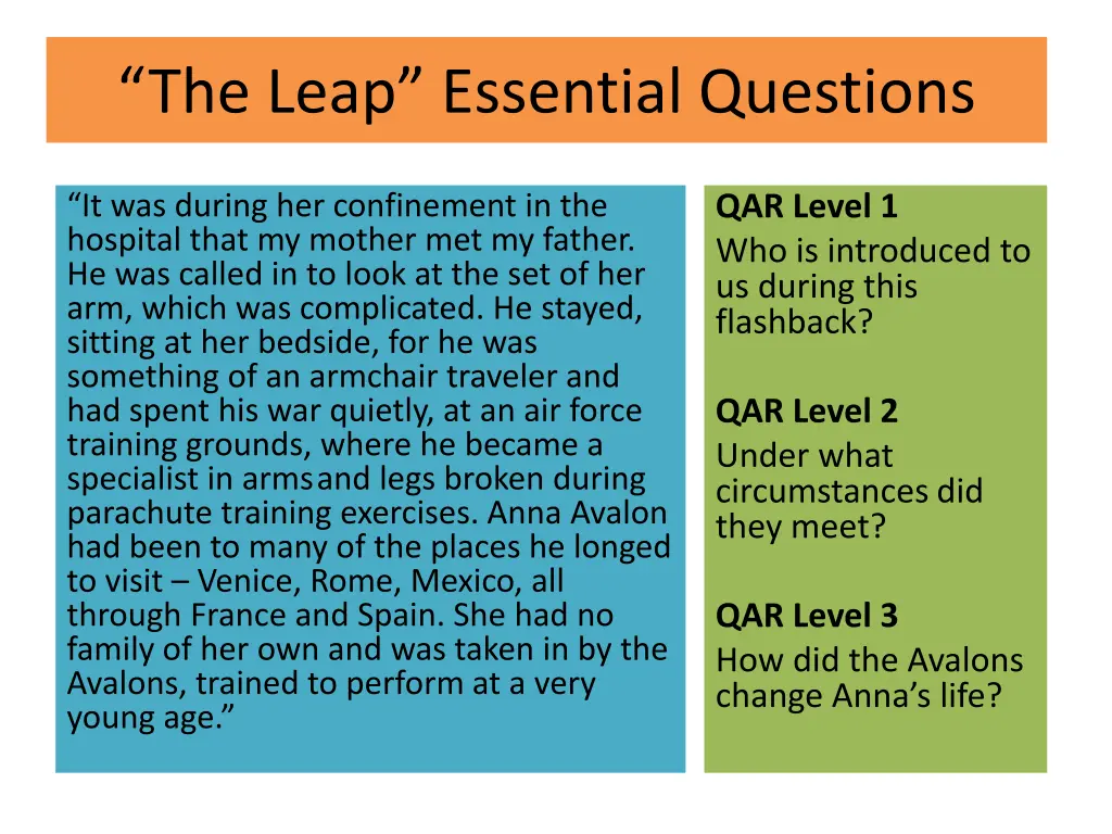 the leap essential questions 4