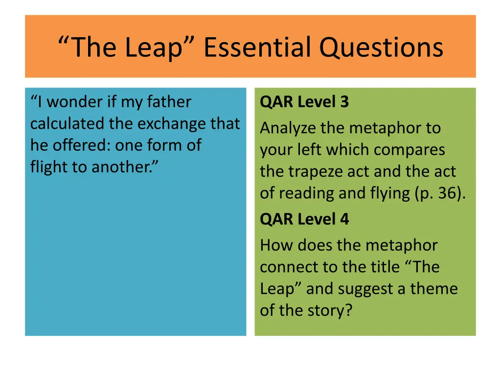 the leap essential questions 5