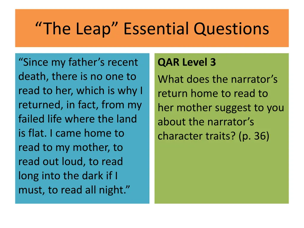 the leap essential questions 6