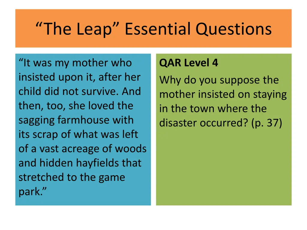 the leap essential questions 7