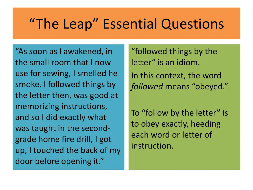 the leap essential questions 9