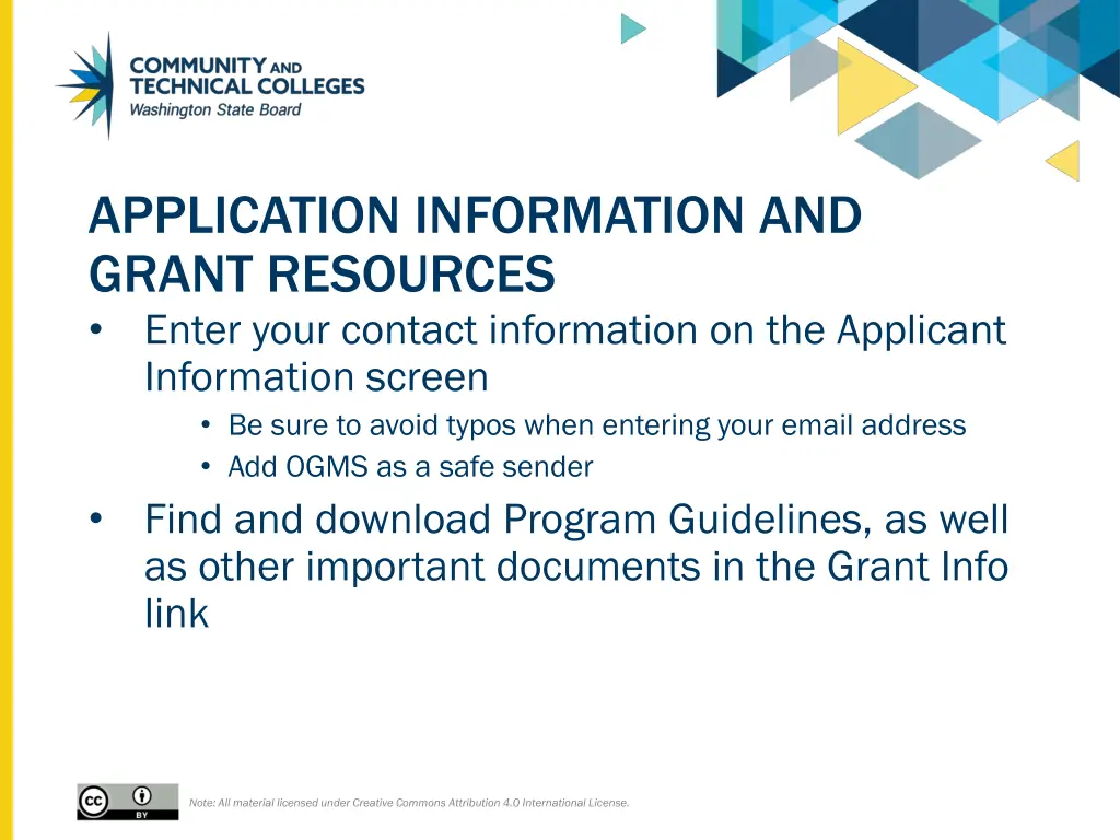 application information and grant resources enter