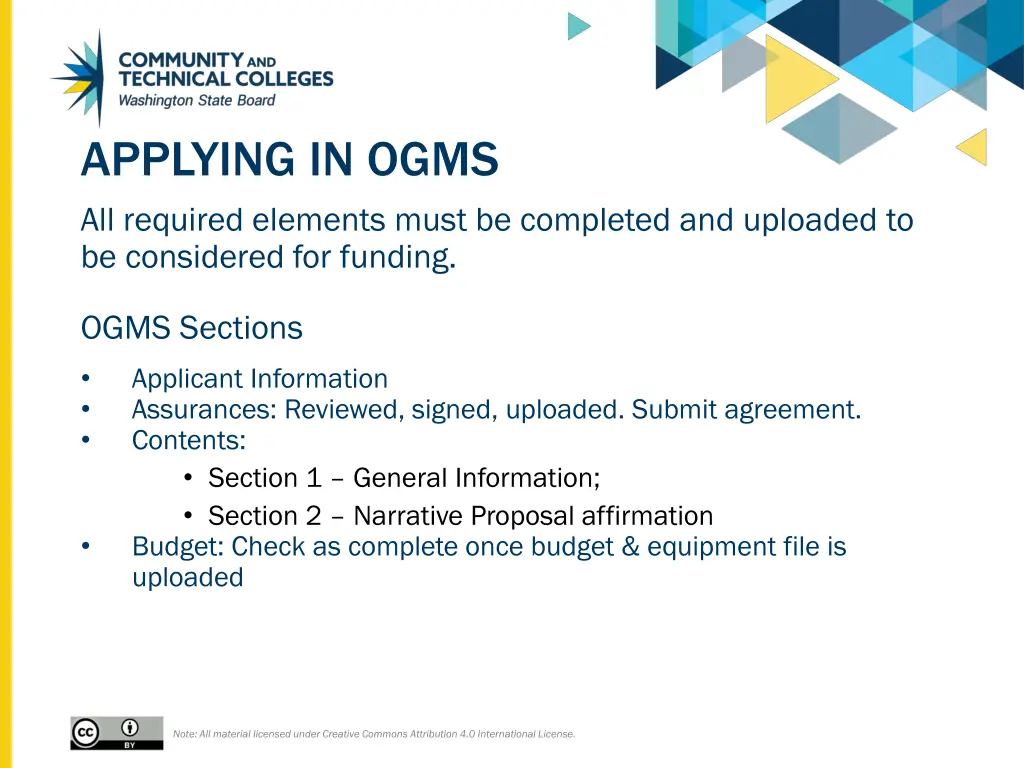 applying in ogms all required elements must