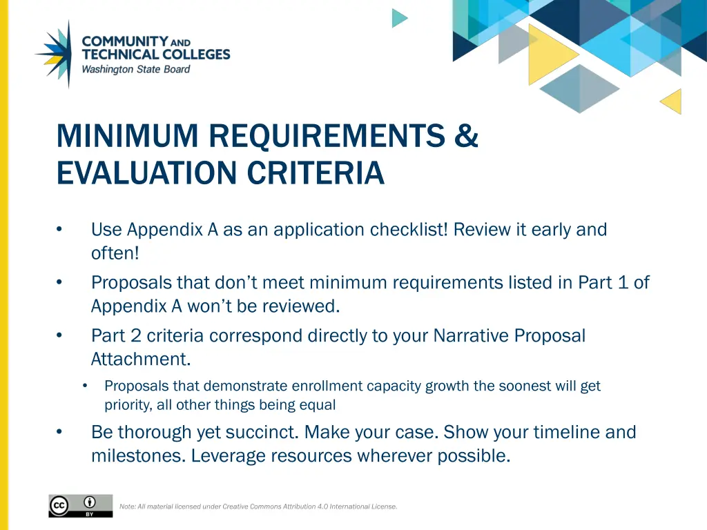 minimum requirements evaluation criteria