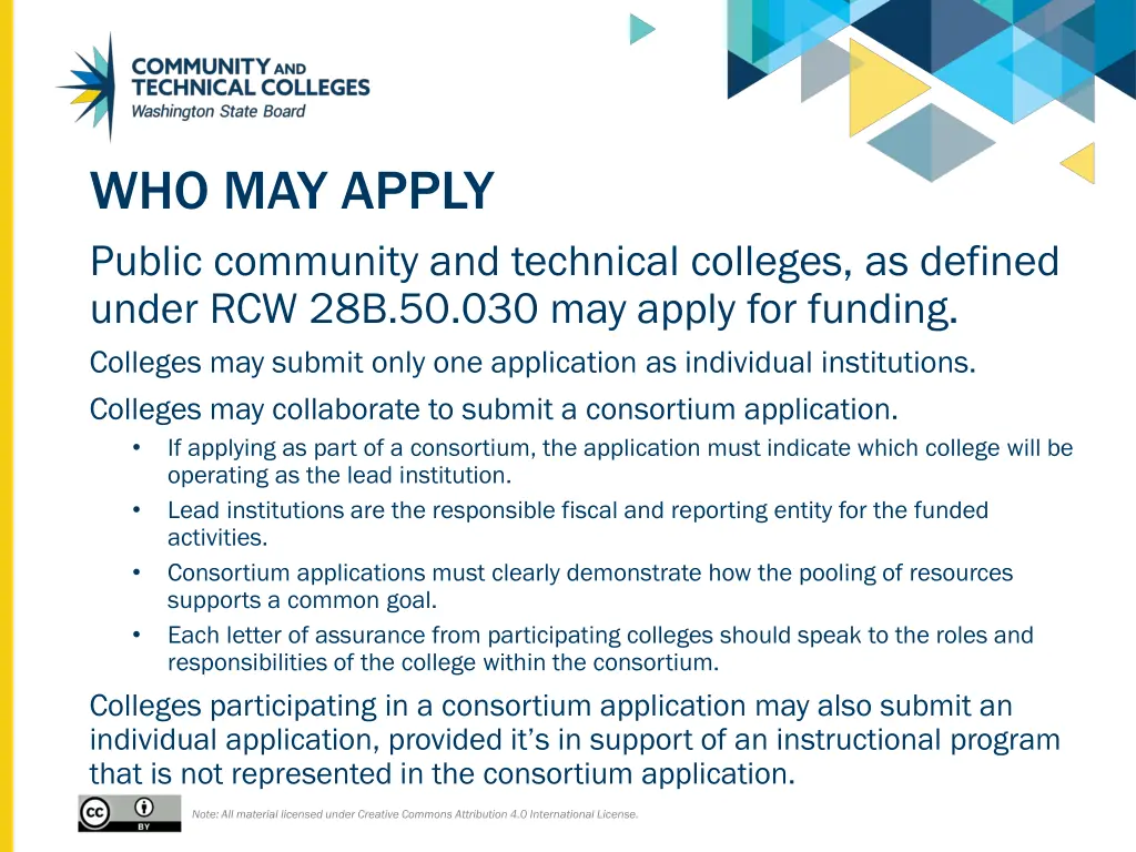 who may apply public community and technical