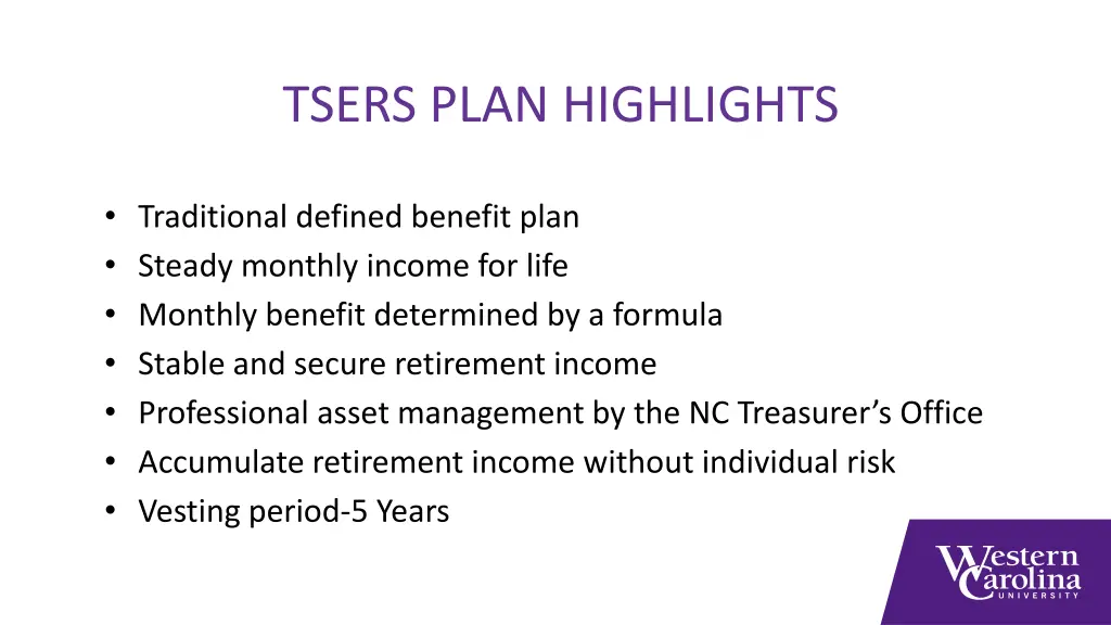 tsers plan highlights