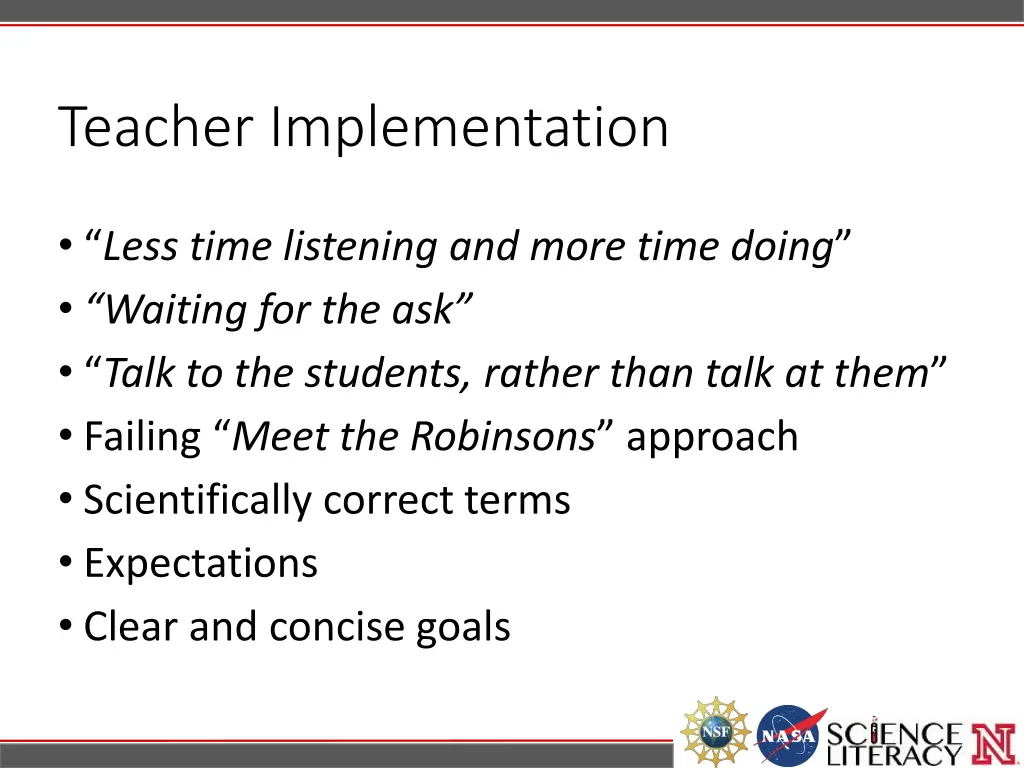 teacher implementation
