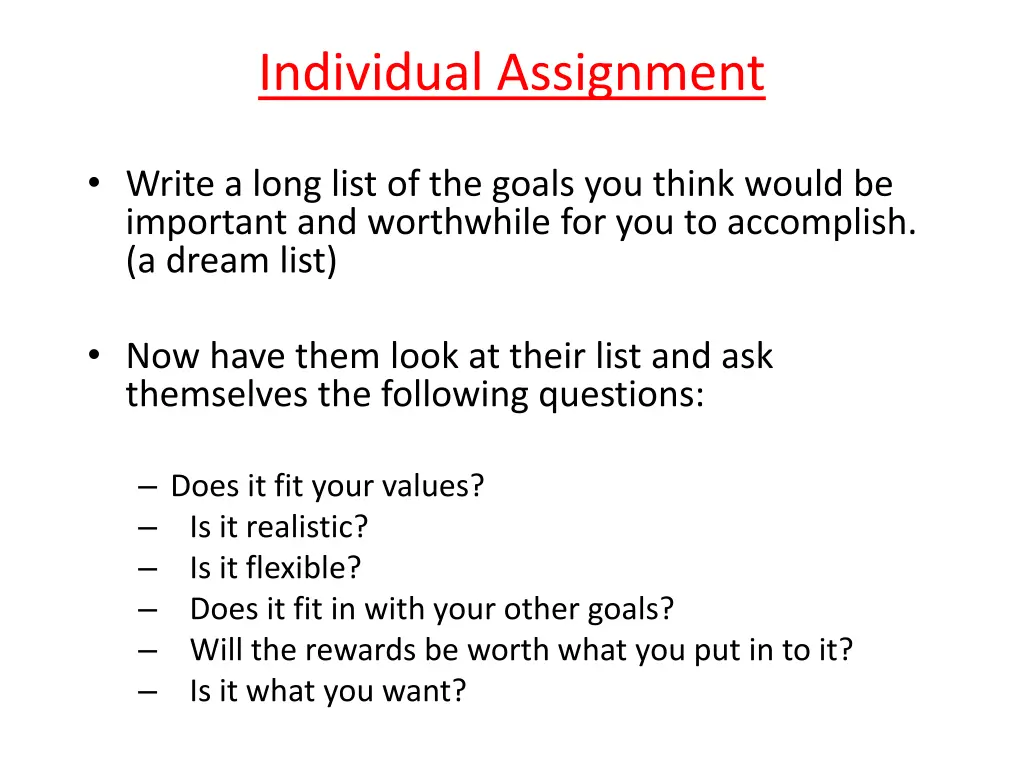 individual assignment