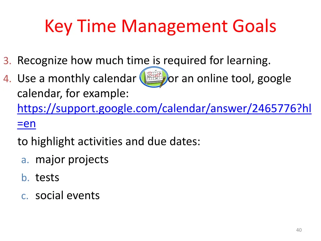 key time management goals 1