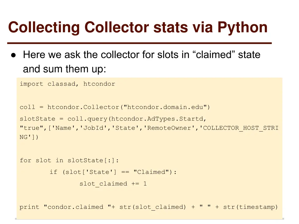 collecting collector stats via python