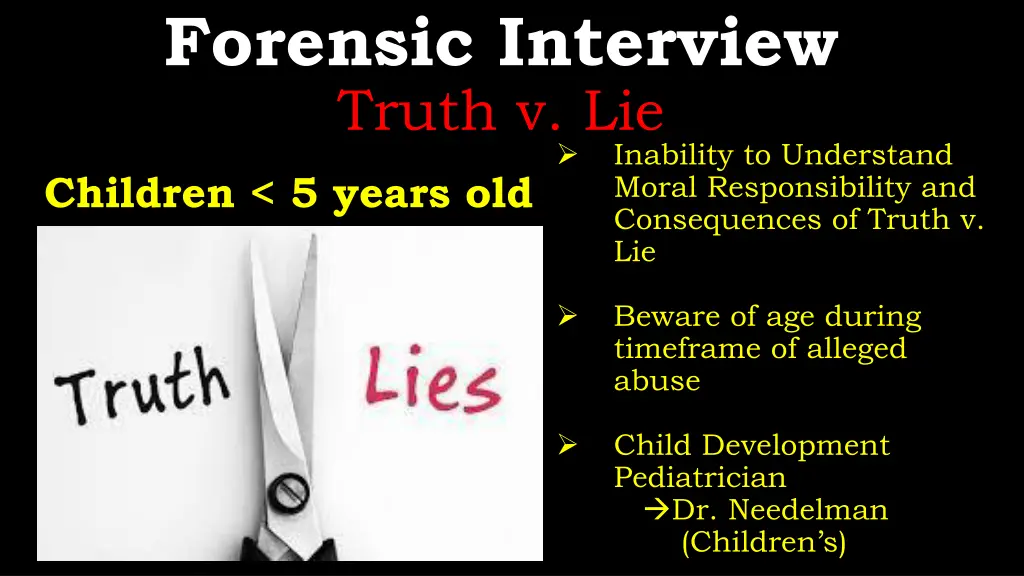 forensic interview truth v lie