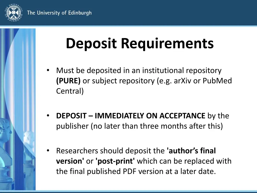 deposit requirements
