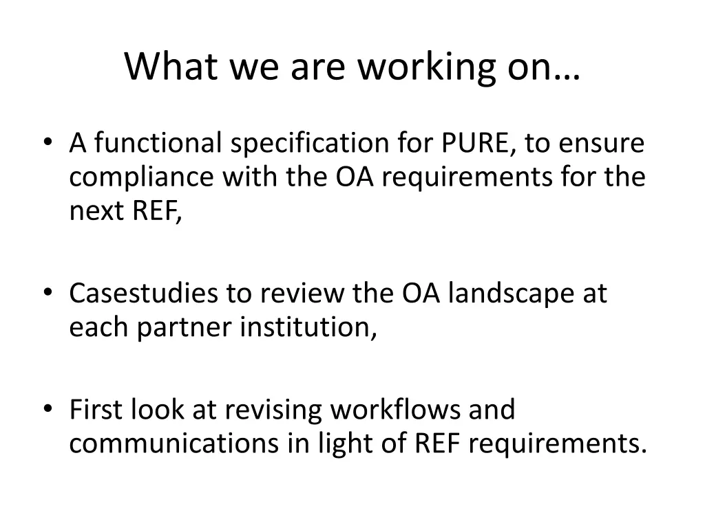 what we are working on