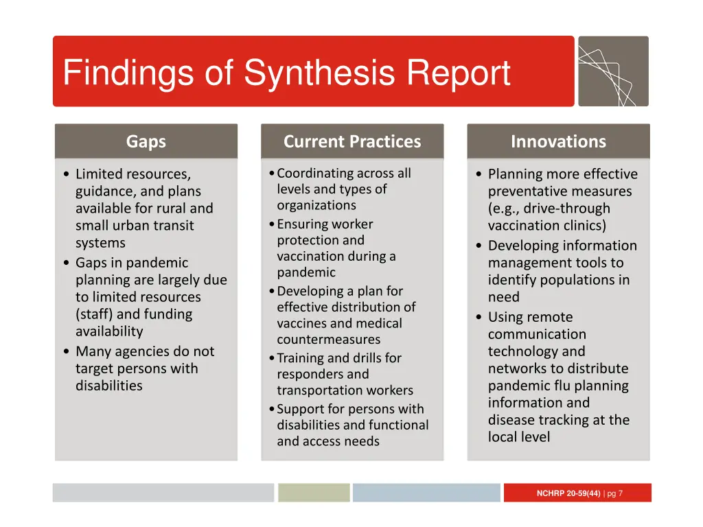 findings of synthesis report
