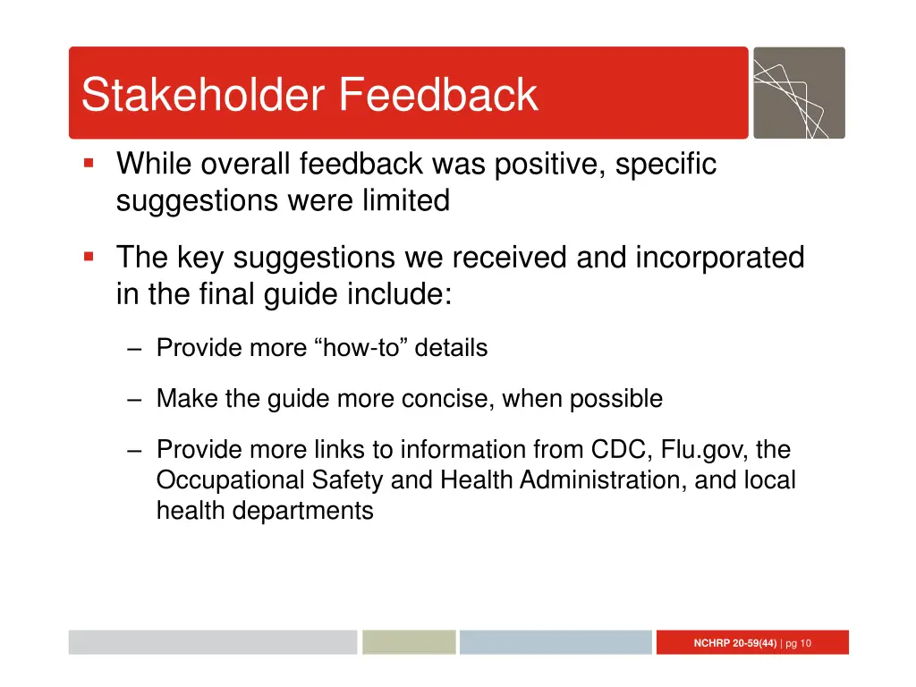 stakeholder feedback