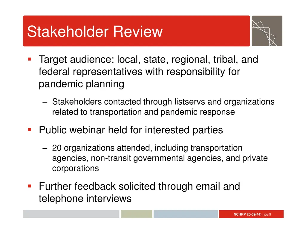 stakeholder review