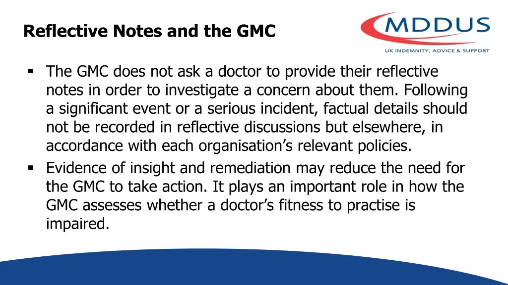 reflective notes and the gmc