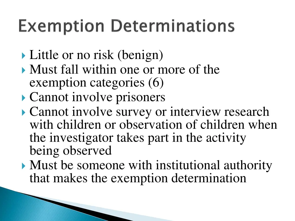little or no risk benign must fall within
