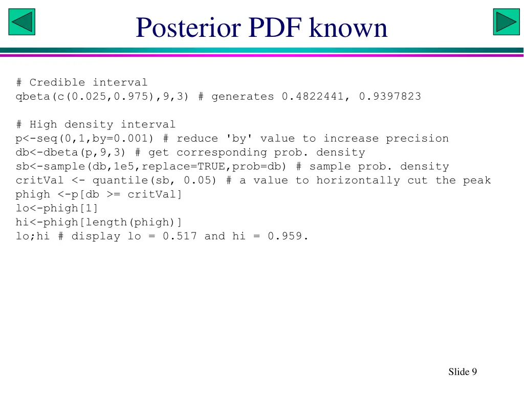posterior pdf known