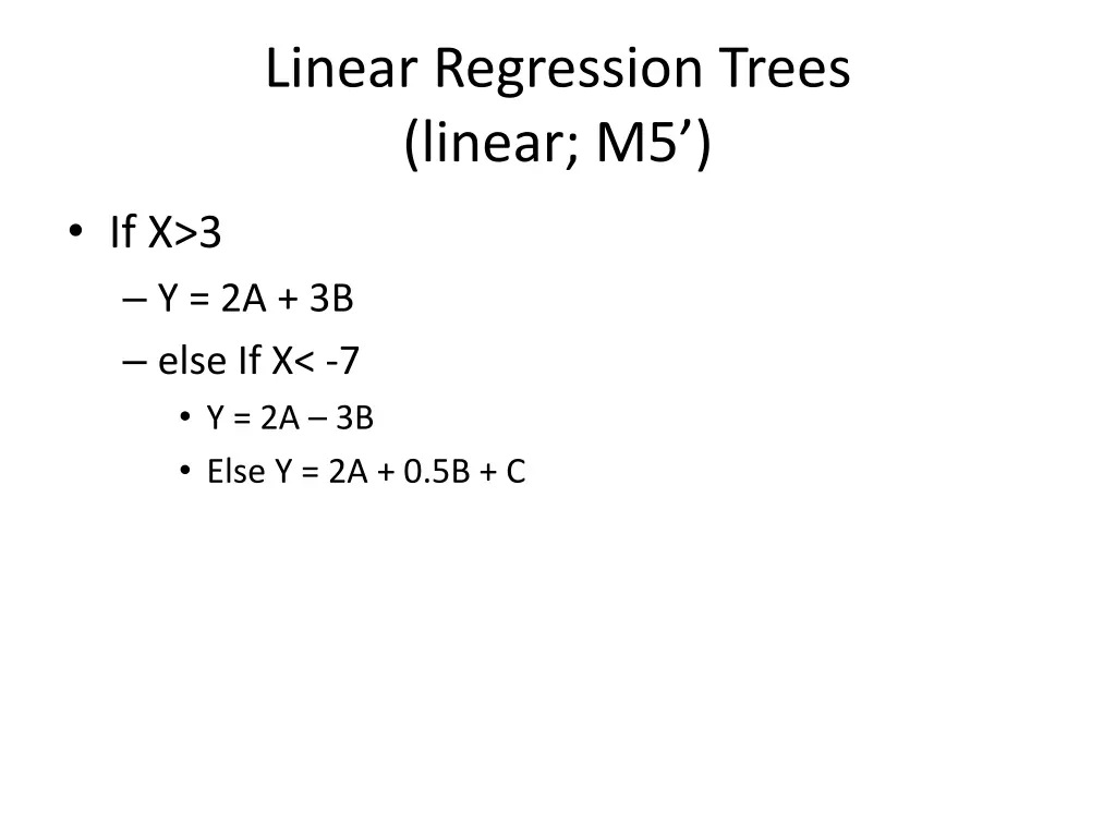 linear regression trees linear m5