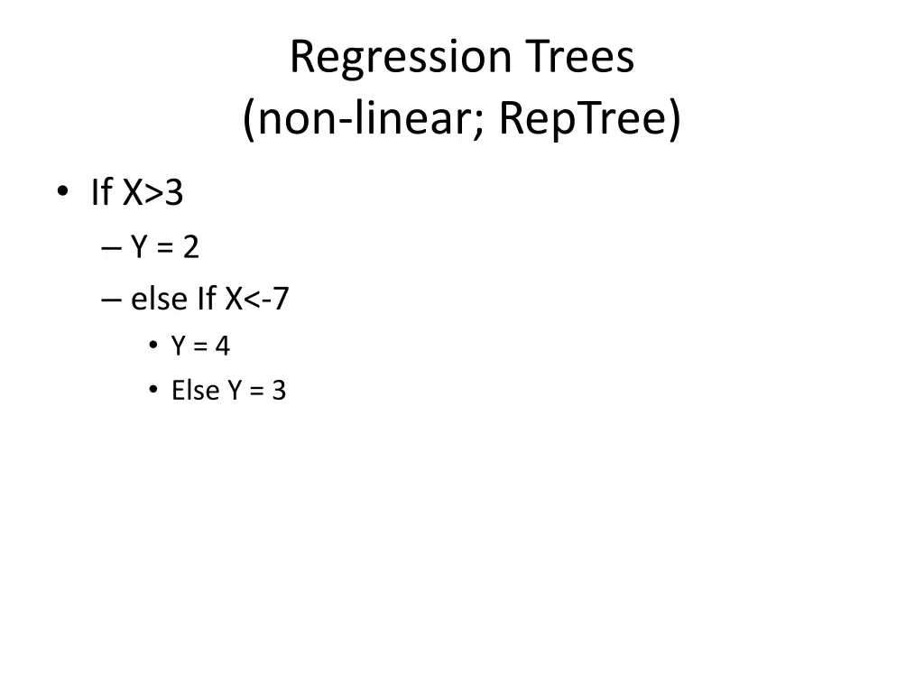 regression trees non linear reptree