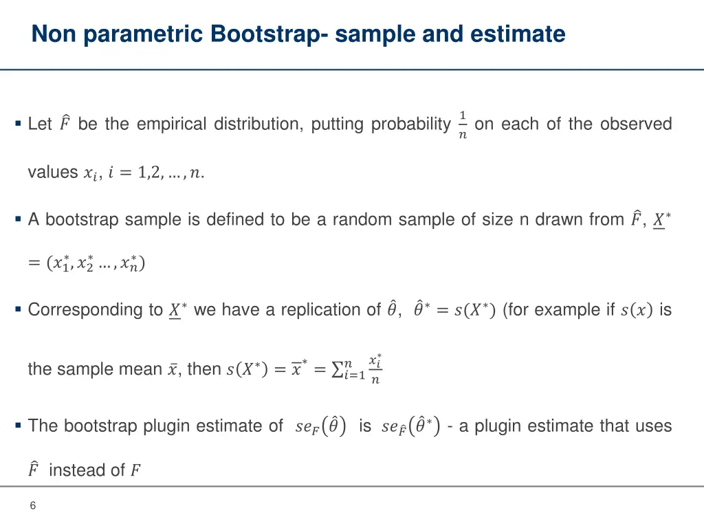 non parametric bootstrap sample and estimate