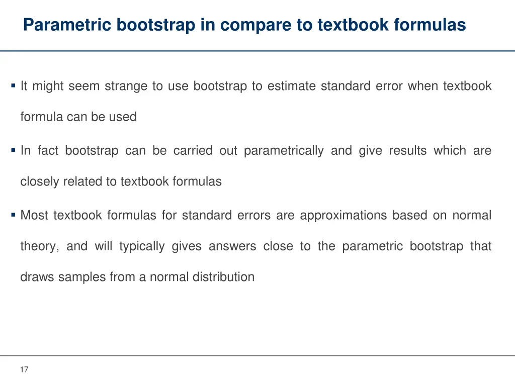 parametric bootstrap in compare to textbook