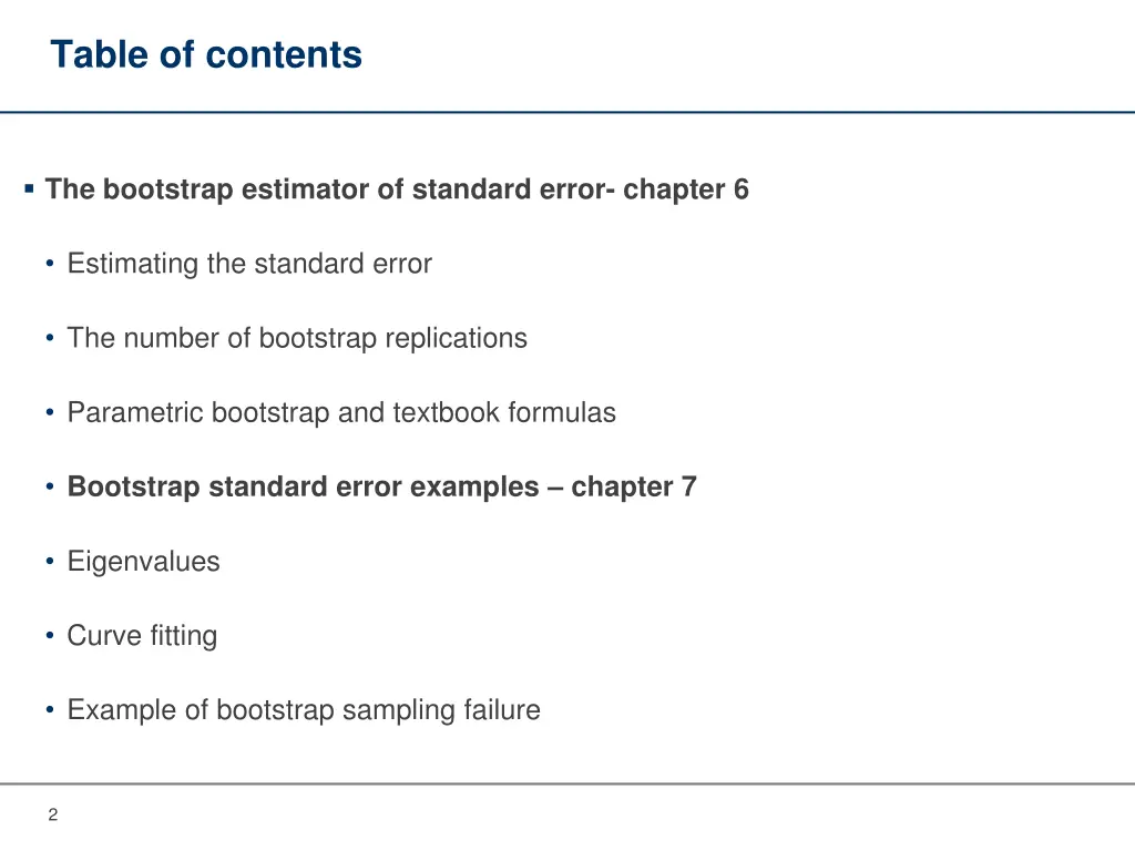 table of contents