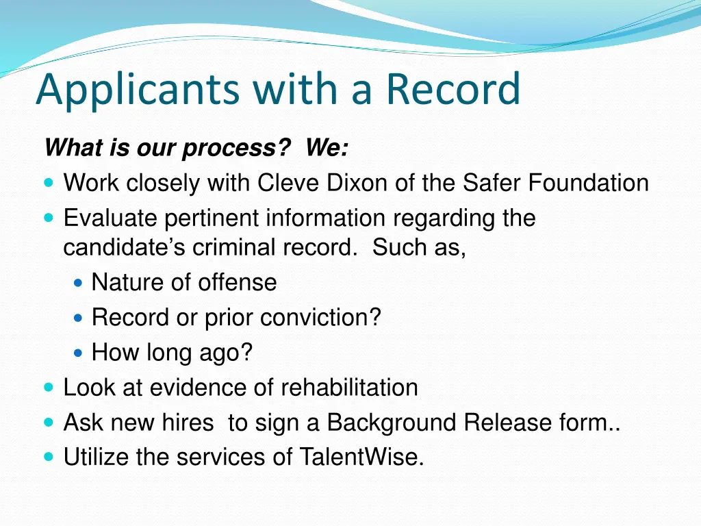 applicants with a record