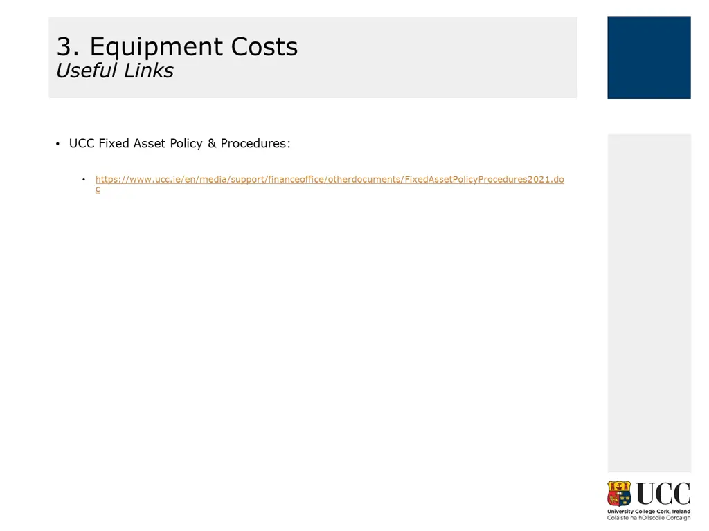 3 equipment costs useful links