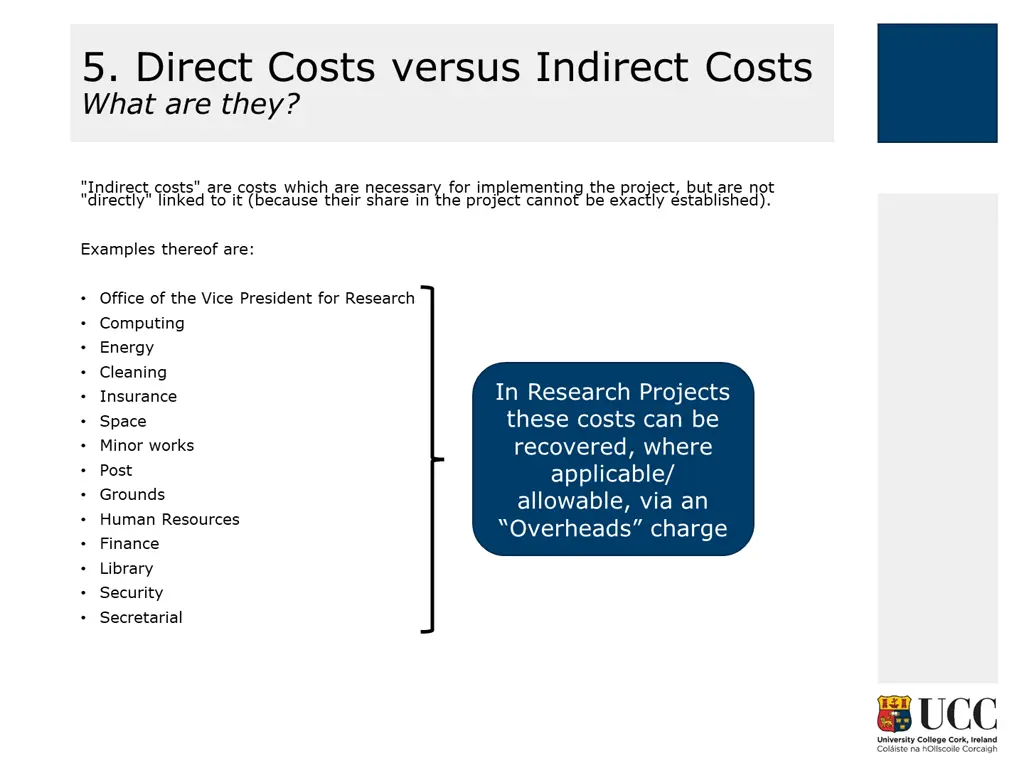 5 direct costs versus indirect costs what are they