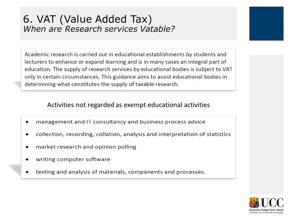 6 vat value added tax when are research services