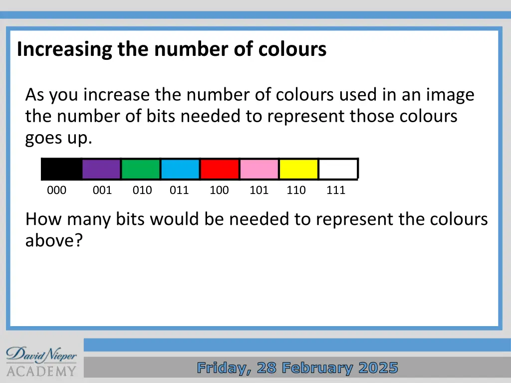 increasing the number of colours 1