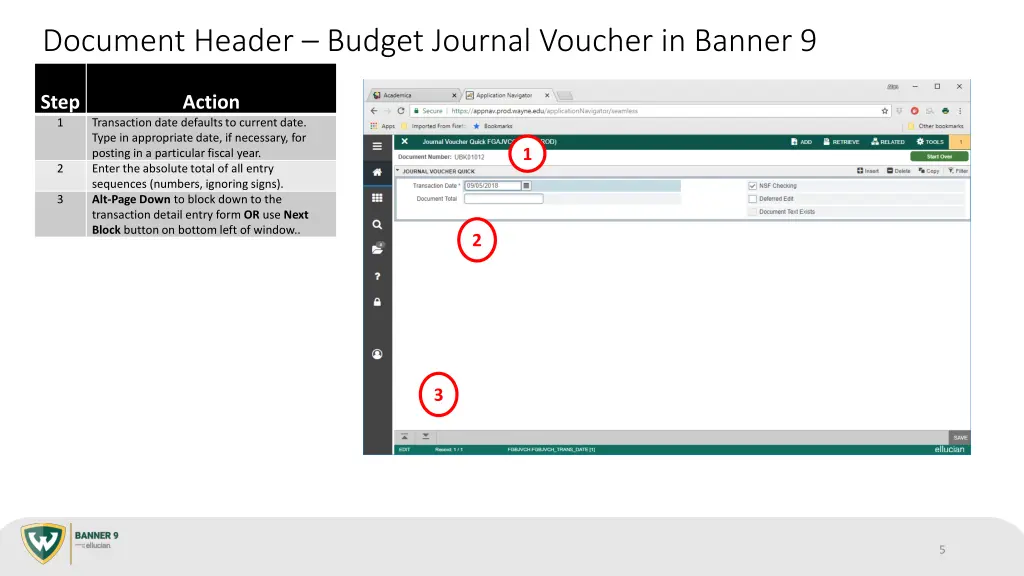 document header budget journal voucher in banner 9