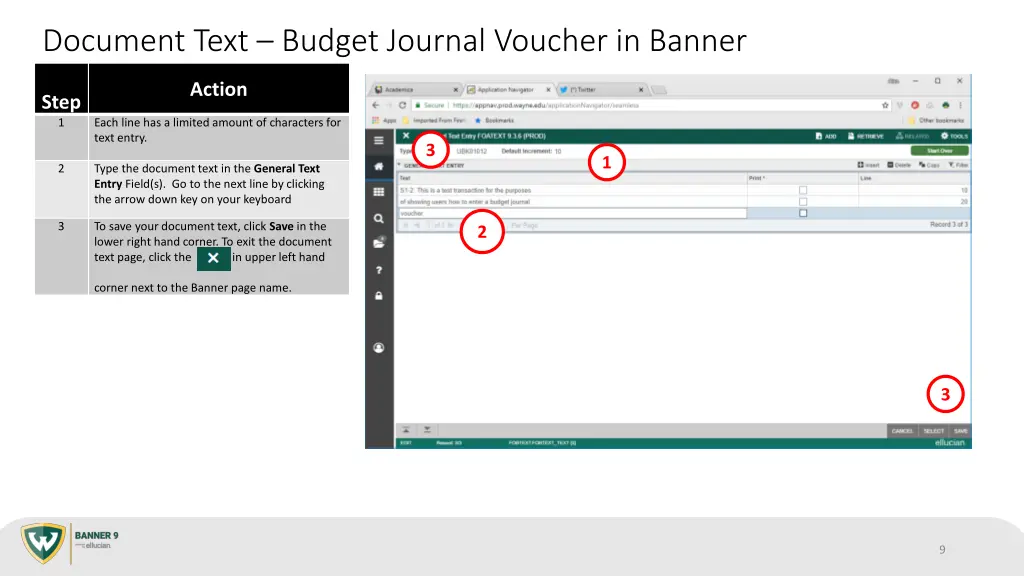 document text budget journal voucher in banner