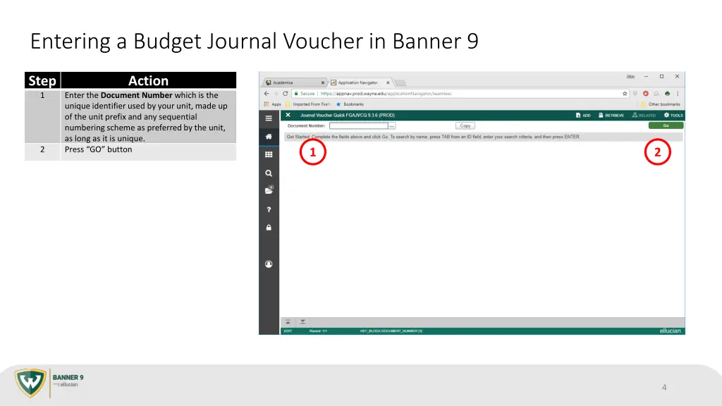 entering a budget journal voucher in banner 9 2