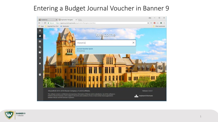 entering a budget journal voucher in banner 9