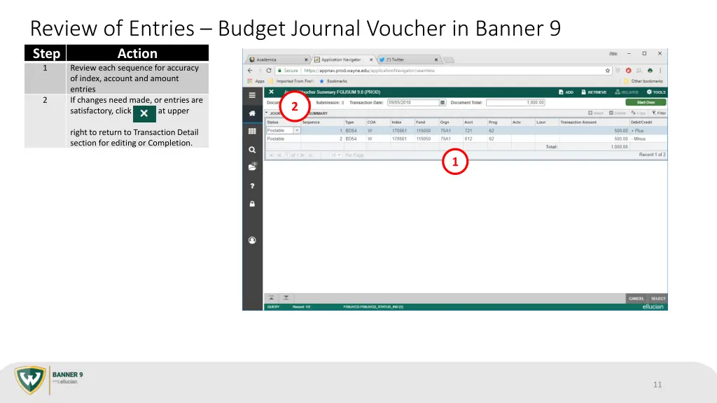 review of entries budget journal voucher 1