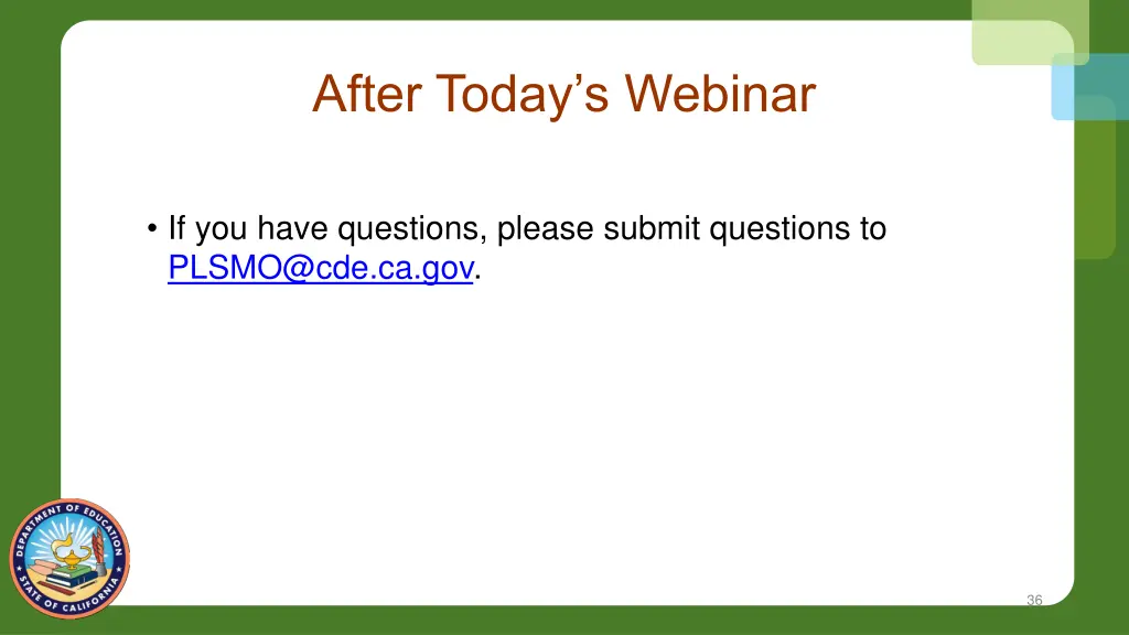 after today s webinar