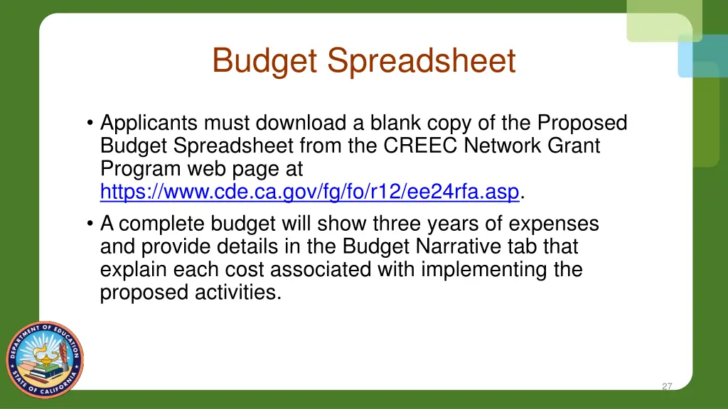 budget spreadsheet