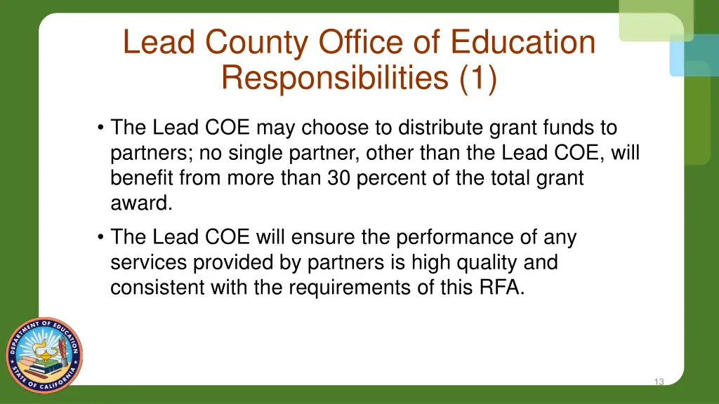 lead county office of education responsibilities 1