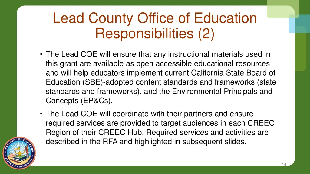 lead county office of education responsibilities 2
