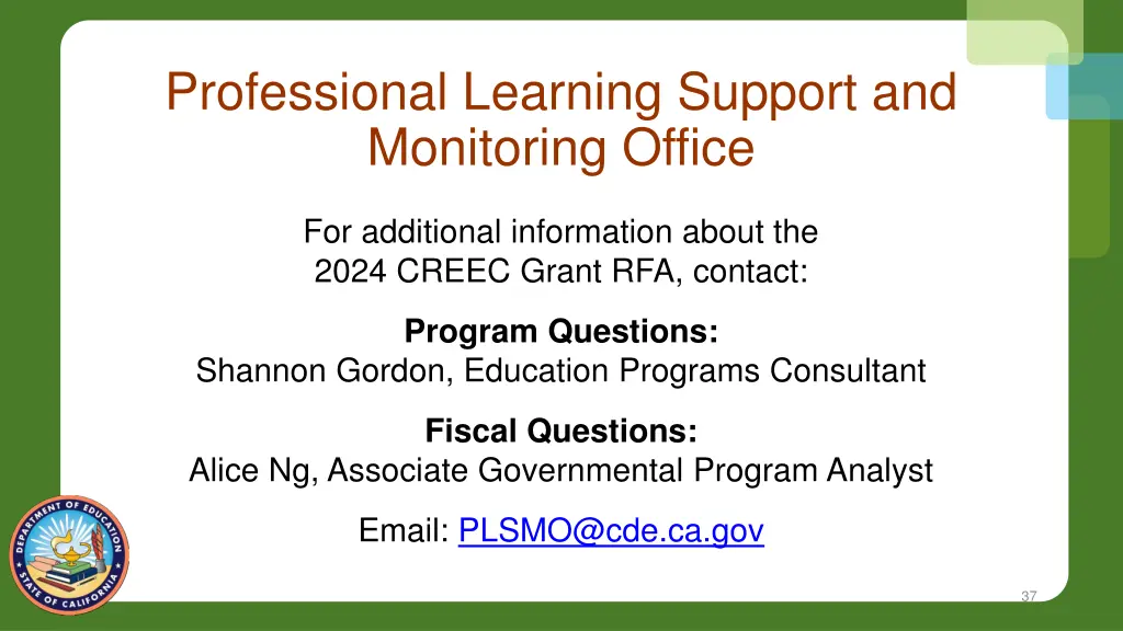 professional learning support and monitoring