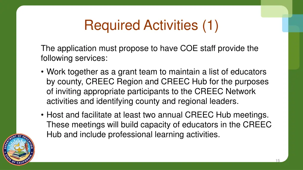 required activities 1