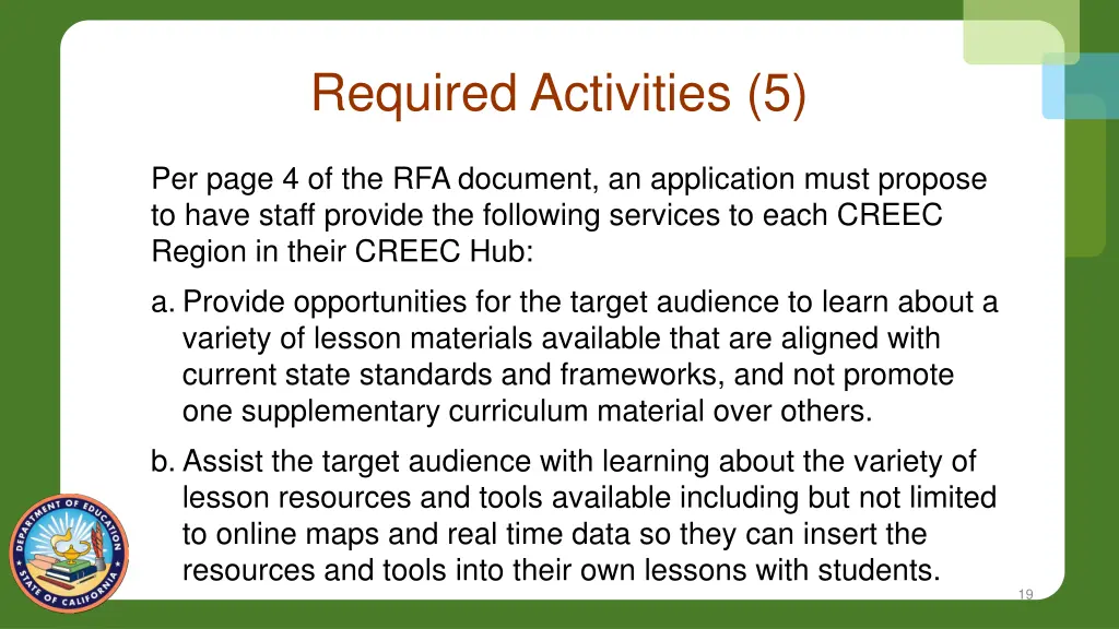 required activities 5