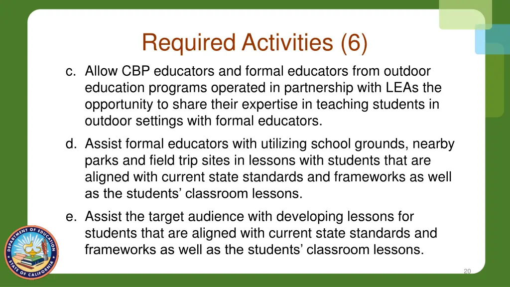 required activities 6 c allow cbp educators